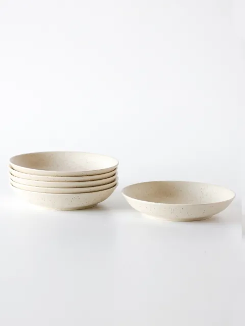 Set x6 Plato Hondo Gres Porcelana Beige 20,6 cm