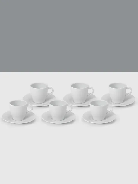 Set x6 Taza y Plato de Café Tramontina Porcelana Blanco 95 ml