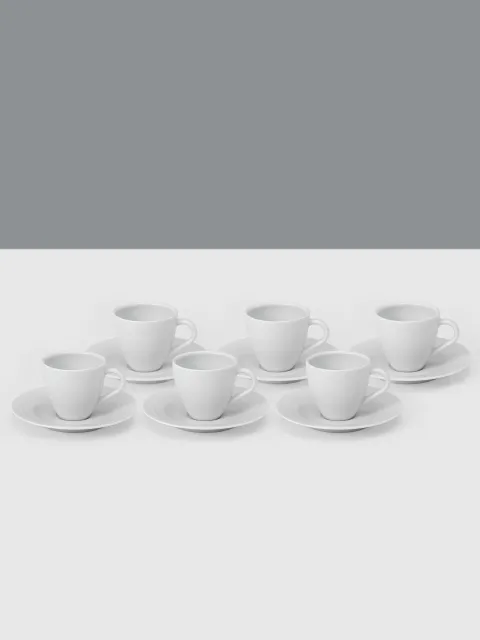 Set x6 Taza y Plato de Capuccino Tramontina Porcelana Blanco 200 ml