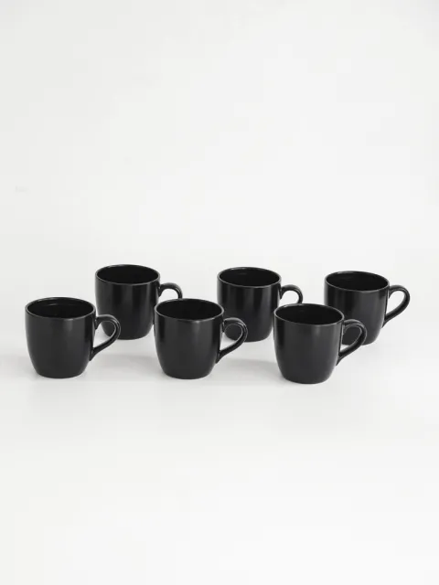 Set x6 Taza Fushion Porcelana Negro 325 ml