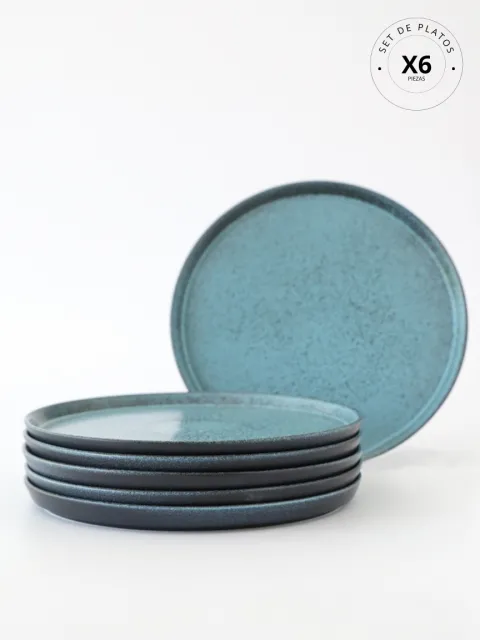 Set x6 Plato Playo Neo Avant Garde Stoneware Night Sky 27 cm