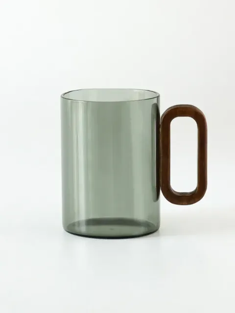 Taza mango circular simil madera 450ml humo