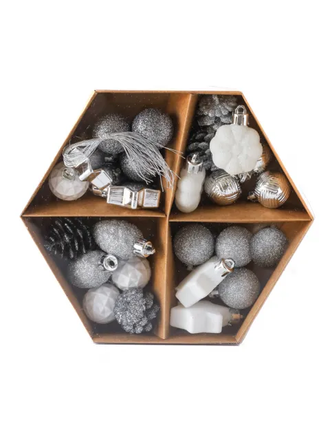 Set de esferas y adornos x24 Silver