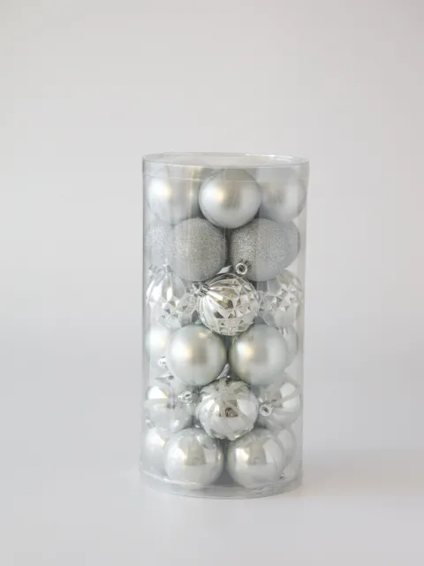 Set De Esferas Navidad x 30 Silver