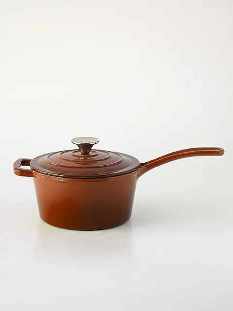 Cacerola Hierro Enlozado con mango y tapa 18 cm Moca