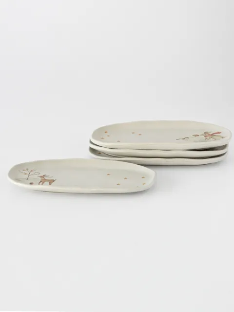 Set x4 Fuente Ovalada Celebraciones Stoneware 23x11 Cm Christmas Card