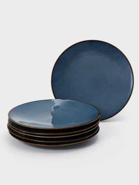 Set x6 Plato Playo Serena Porcelana Azul Brillante 27,5 cm
