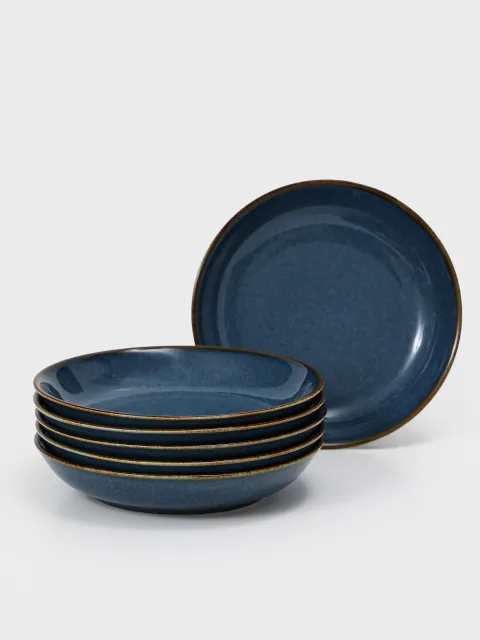 Set x6 Plato Hondo Serena Porcelana Azul Brillante 20,6 cm