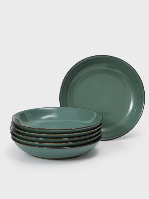 Set x6 Plato Hondo Serena Porcelana Verde 20,6 cm