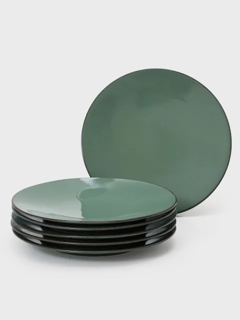 Set x6 Plato Playo Serena Porcelana Verde 27.5 cm