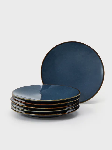 Set x6 Plato de postre Serena Porcelana Azul brillante  20.5 cm