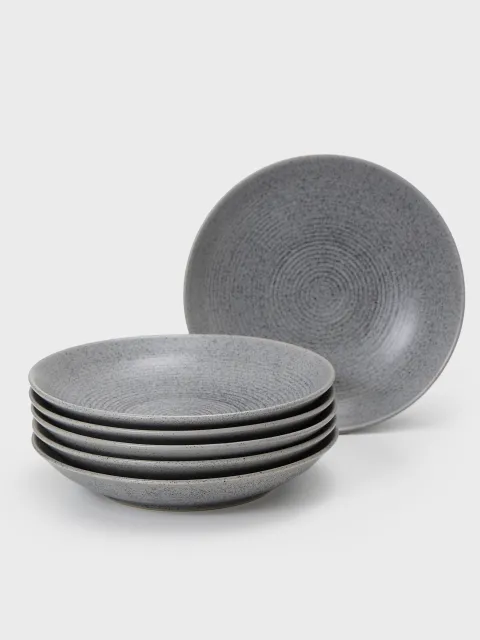 Set x6 Plato Hondo Fushion Porcelana Gris 25 cm