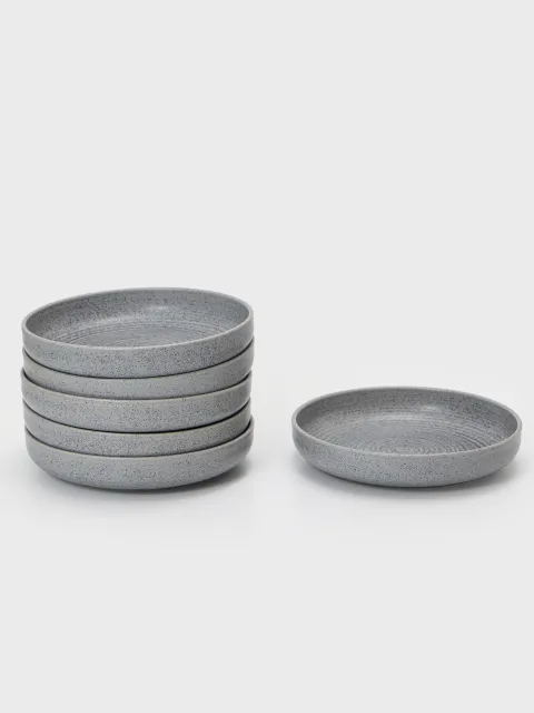 Set x 6 Plato Pasta Fushion Porcelana Gris 23 cm.