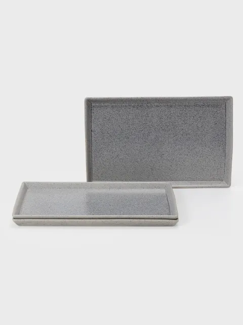 Set x3 Bandeja Gres Porcelana Gris 36x23x3 cm