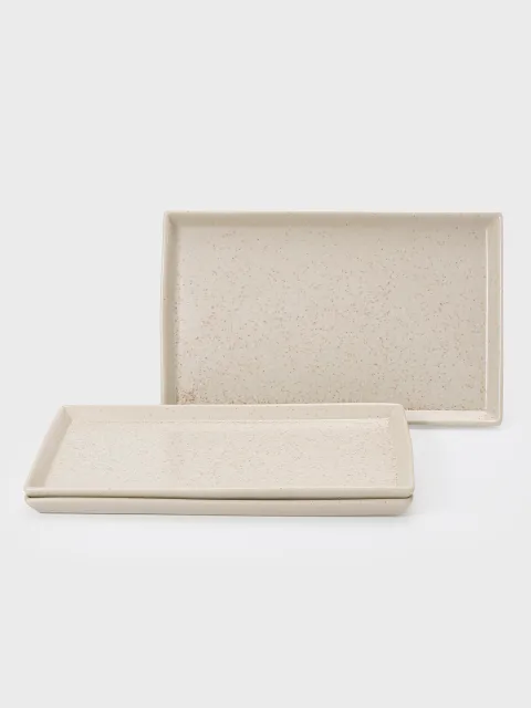 Set x3 Bandeja Gres Porcelana Beige 36x23x3 cm