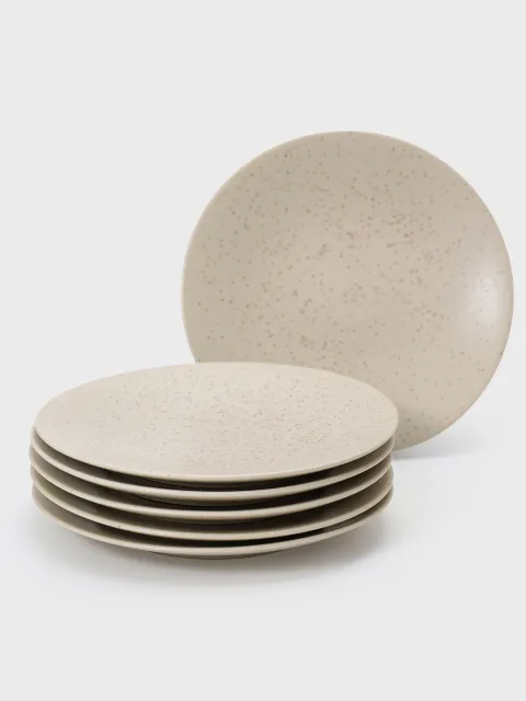 Set x 6 Plato de postre Gres Porcelana Beige 20 cm
