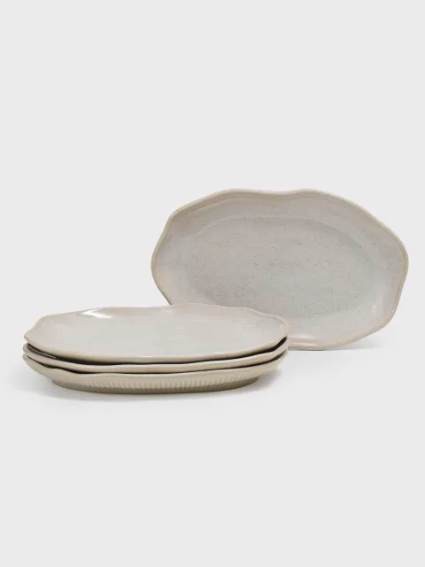 Bandeja Redonda Grande Orgánico Avant Garde Stoneware Latte 36 cm
