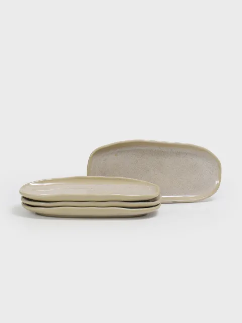 Bandeja Rectangular Orgánico Avant Garde Stoneware Latte 33 x 13 cm