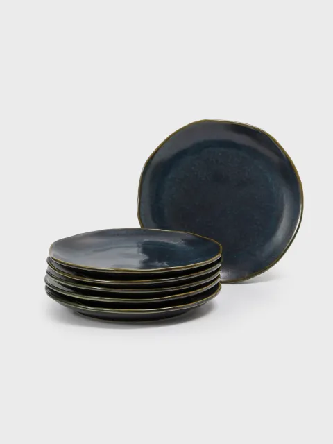 Set x6 Plato Postre Orgánico Avant Garde Stoneware Oceano 19,5 cm