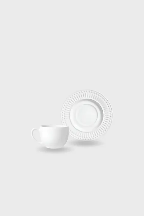 Set x6 Taza de Té c/Plato Roma Blanco 161 ml