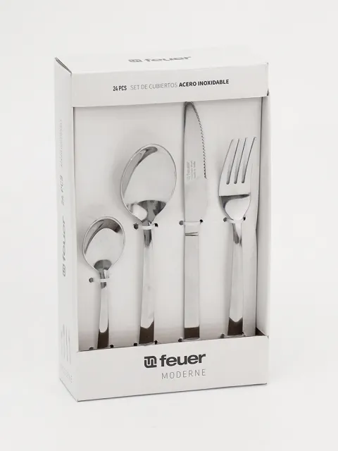 Set x24 Cubiertos Feuer Modern Acero Inoxidable