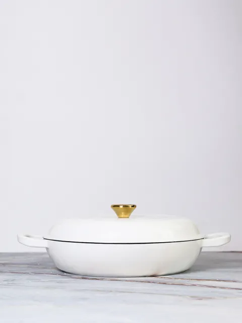 Paellera Feuer Hierro Enlozado Blanco 30 cm