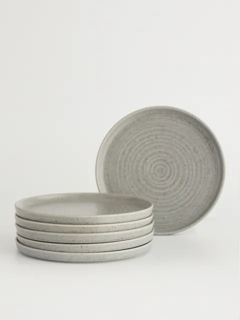 Set x6 Plato Postre Fushion Porcelana Gris 21 cm
