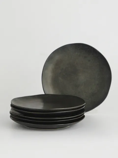 Set x6 Plato Postre Ysee Porcelana Negro 21 cm