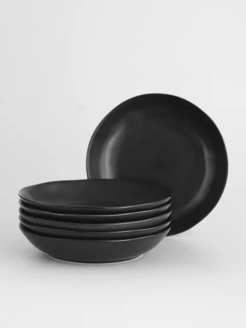 Set x6 Plato Hondo Ysee Porcelana Negro 20 cm