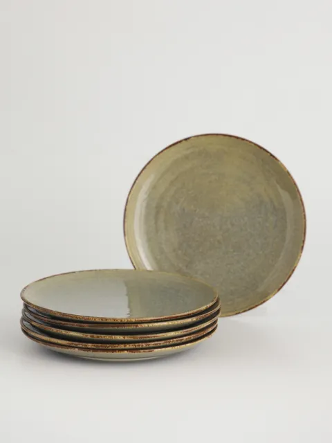 Set x6 Plato Postre Artisan Olive Antics Porcelana Marrón 21 cm