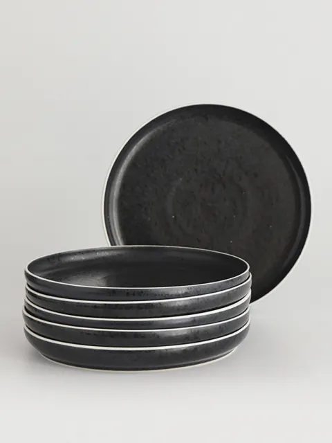 Set x6 Plato Playo Aster Granit Porcelana Negro 26 cm